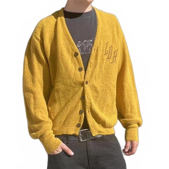 1960s “The Fashion Post M” Wool Letterman V-Neck Cardigan
